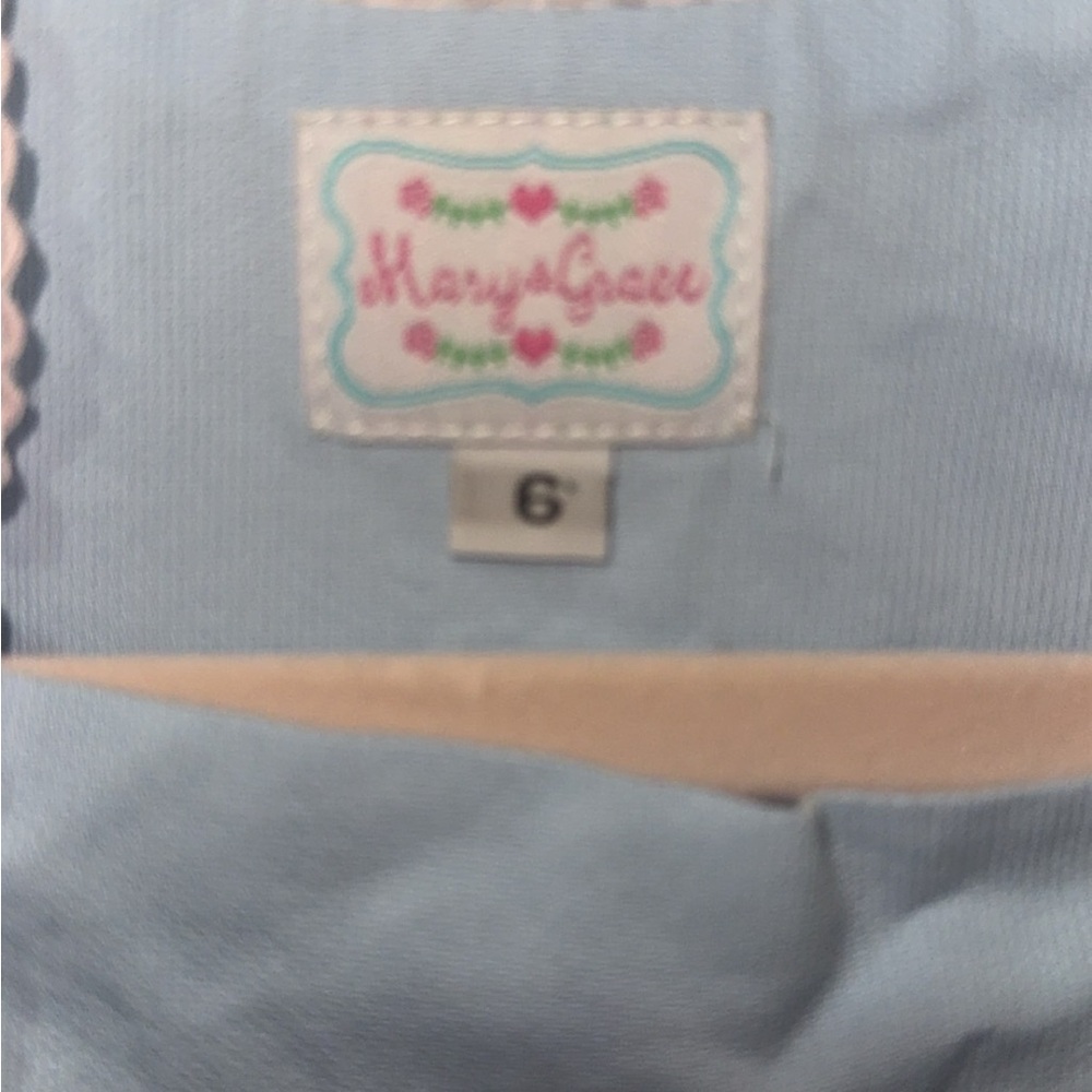 Light Blue & pink children’s dress sz. 6 - Picture 2 of 3